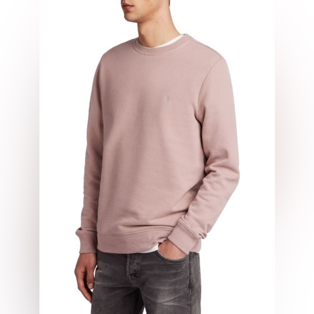 ALL SAINTS MENS crew neck pull over sweatshirt salmon
